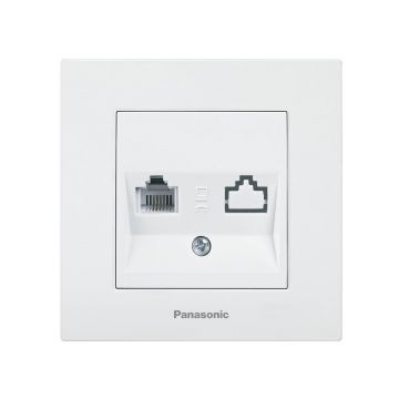 Priza telefon, 1xRJ11, CAT5E, montaj pe doza rotunda, alb, P20, Karre Plus Panasonic P-KPTP Priza telefon, 1xRJ11, CAT5E, montaj pe doza rotunda, alb, P20, Karre Plus Panasonic P-KPTP