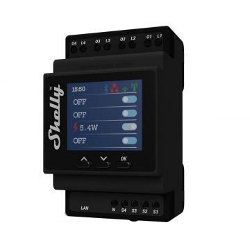 Releu inteligent cu wifi si contor de energie electrica Shelly PRO 4PM