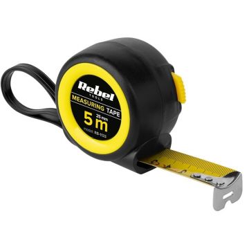 Ruleta metalica 5 metri - 25mm, cu clicket, sistem oprire automata, banda solida, Rebel RB-1133
