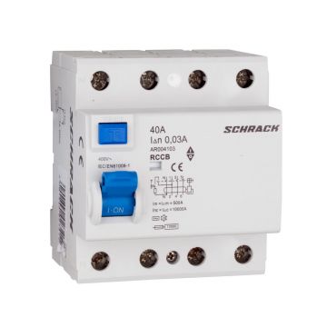 Siguranta diferentiala AMPARO, RCCB 40A, RCBO C40, 10kA, 30mA, 4 poli, Schrack AR004103