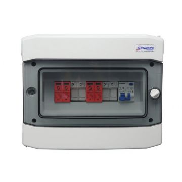 Tablou complet de protectii pentru sistem fotovoltaic, 3 KW cu 2 stringuri, monofazat, Schrack P_3-5_M_2S