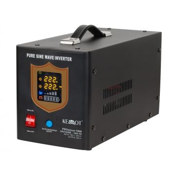 UPS cu Sinus Pur de 700W, pentru centrale termice, Kemot ProSinus, pentru baterii de 12V, incarcare 10A, URZ3406B