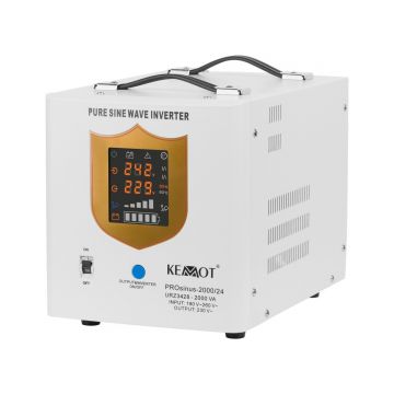 UPS pentru centrale termice, sinusoida pura, 2000VA 1400W, incarcare baterii 24V, 2x schuko, Kemot ProSinus, URZ3428 UPS pentru centrale termice, sinusoida pura, 2000VA 1400W, incarcare baterii 24V, 2x schuko, Kemot ProSinus, URZ3428
