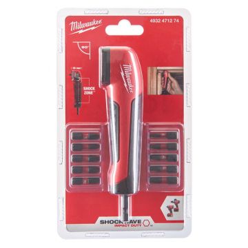 Adaptor pentru insurubat la 90 grade Milwaukee Shockwave, 10 biti, maner ergonomic, 4932471274 Adaptor pentru insurubat la 90 grade Milwaukee Shockwave, 10 biti, maner ergonomic, 4932471274
