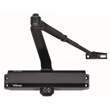 Amortizor VIRO pentru usi de maxim 110cm, 85kg, punct de oprire reglabil, negru, 128.13.2.211