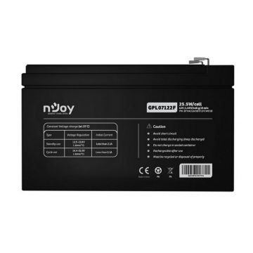 Baterie VRLA AGM, 12V, 7 Ah, pentru UPS-uri, Long life, Njoy, GPL07122F