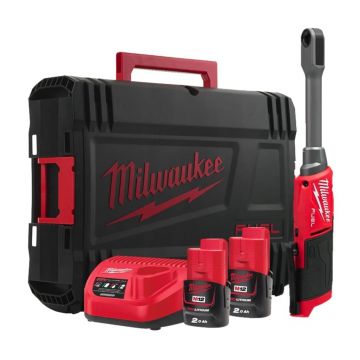 Cheie cu clichet electrica, Milwaukee FUEL INSIDER 80 Nm, cu 2 acumulatori M12, LED, maner ergonomic, 4933499411