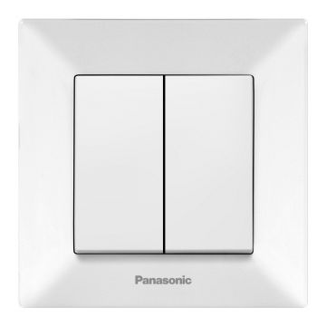 Comutator simplu alb cu 2 butoane, montaj incastrat, IP20, Arkedia Panasonic P-A2 Comutator simplu alb cu 2 butoane, montaj incastrat, IP20, Arkedia Panasonic P-A2