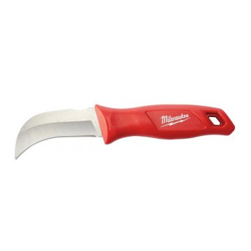 Cutit utilitar Milwaukee cu lama fixa curbata Hawkbill, maner ergonomic, teaca turnata cu clema pentru curea, 4932464829