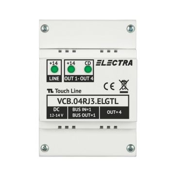 Doza derivatie Electra Touch Line, 4 familii, RJ45, montaj pe sina DIN, VCB.04RJ3.ELGTL