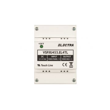 Doza selectie panouri 4 intrari video, Electra VSP.RJ453.EL4TL, carcasa ABS, gri deschis, montare sina DIN/ suprafata