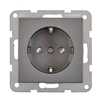 Insert priza cu protectie, montaj incastrat, conexiune elastica, antracit, 230V, 16A, IP20, Schrack EV111303