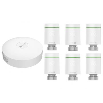 Kit Gateway A3 si 6 termostate smart T55 Ezviz, protocol Zigbee, 2.4GHz, control aplicatie, CS-6T55-A3 Kit Gateway A3 si 6 termostate smart T55 Ezviz, protocol Zigbee, 2.4GHz, control aplicatie, CS-6T55-A3
