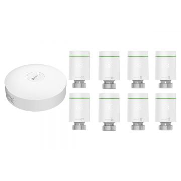 Kit Gateway A3 si 8x cap termostatic smart T55 Ezviz, protocol Zigbee, 2.4GHz, control aplicatie, CS-8T55-A3 Kit Gateway A3 si 8x cap termostatic smart T55 Ezviz, protocol Zigbee, 2.4GHz, control aplicatie, CS-8T55-A3