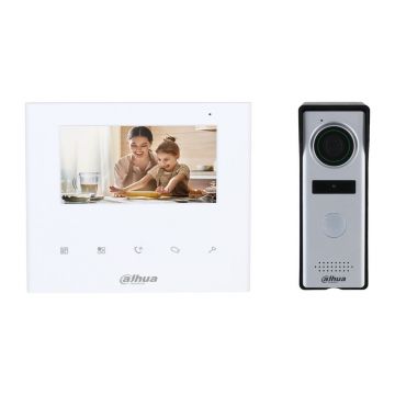 Kit videointerfon analog, 1.3 MP, 1 familie, auto IR, 4.3 inch, montaj aparent, Dahua KTA04