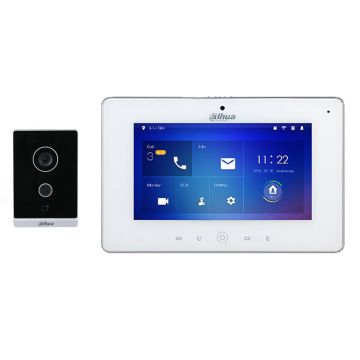Kit videointerfon IP cu apelare si control de pe telefonul mobil, 1 familie, monitor 7 inch, Dahua, KTW01
