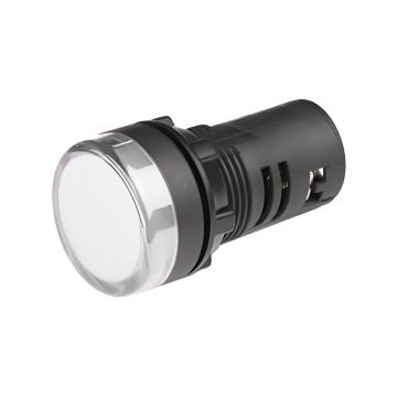 Lampa de semnalizare cu LED, 24V AC sau DC, diametru 22mm, alb, Freder LS-WH-D22/24V