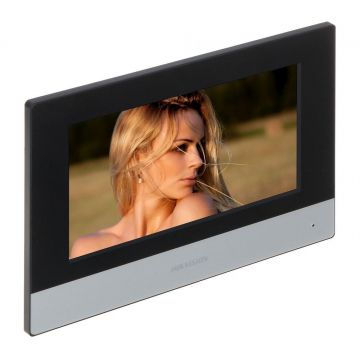 Monitor 7 inch TCP/IP Wireless Hikvision DS-KH6320-WTE1, memorie interna 128 Mb, PoE, DS-KH6320-WTE1(B)