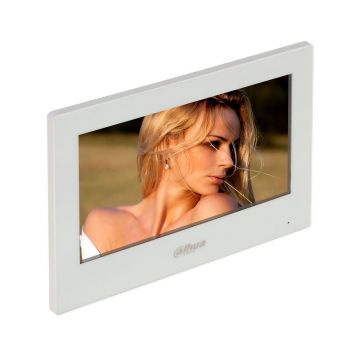 Monitor pentru videointerfon IP, Dahua VTH5321GW-W, ecran 7 inch TFT, slot MicroSD, touch screen, alimentare PoE sau 12V