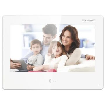 Monitor pentru videointerfon IP, Ecran 7 inch TFT, Touch screen, Microfon si Difuzor, PoE, Hikvision DS-KH9310-WTE1(B)