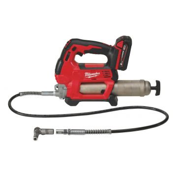Pistol pentru gresare Milwaukee, M18, motor 18V, presiune 690 bari, protectie suprasarcina, furtun flexibil 1219mm, 1x acumulator si incarcator, 4933440490