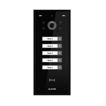 Post de exterior videointerfon, 5 familii, montaj aparent, 4 fire, cititor RFID, culoare neagra, Electra VPH.05S03.ELBTL