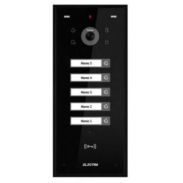 Post de exterior videointerfon, 5 familii, montaj incastrat, 4 fire, cititor RFID, culoare neagra, Electra VPH.05F03.ELBTL
