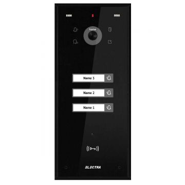 Post video exterior pentru videointerfon Electra, 3 familii, montaj aparent, negru, VPH.03S03.ELBTL