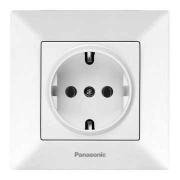 Priza Schuko 2P+E Panasonic P-AS, 250V, 16A, alba Priza Schuko 2P+E Panasonic P-AS, 250V, 16A, alba
