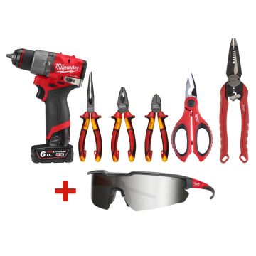 PROMO: Kit masina de gaurit cu percutie Milwaukee M12 B6 FUEL, foarfeca, cleste dezizolare, set 3 clesti, ochelari protectie cadou, 4933479870-PROMO PROMO: Kit masina de gaurit cu percutie Milwaukee M12 B6 FUEL, foarfeca, cleste dezizolare, set 3 clesti, ochelari protectie cadou, 4933479870-PROMO
