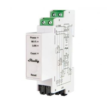 Releu smart WiFi, Shelly PRO 3EM-400A, trifazat, contor consum, 3 canale, 2.4 GHz, sina DIN