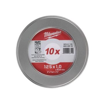 Set 10 discuri abrazive Milwaukee pentru debitat inox, 125x1.0x22.22, 4932478998