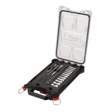 Set antrenor cu clichet si chei tubulare Milwaukee, 1/4 inchi, 28 bucati, cutie PACKOUT, 4932478812 Set antrenor cu clichet si chei tubulare Milwaukee, 1/4 inchi, 28 bucati, cutie PACKOUT, 4932478812