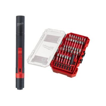 Set de 38 biti Milwaukee Shockwave + lanterna LED TRUEVIEW cu acumulator 3V, 100 lumeni, baterii incluse, 4932498608 Set de 38 biti Milwaukee Shockwave + lanterna LED TRUEVIEW cu acumulator 3V, 100 lumeni, baterii incluse, 4932498608