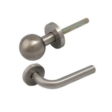 Set manere cu clanta tubulara si buton fix drept, ax 90, rozete rotunde, YH-D90R