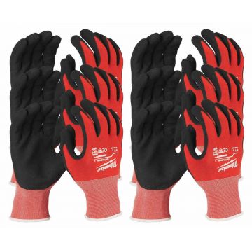 Set manusi Milwaukee rezistente la taiere Nivel A, marimea L, 12 bucati, 4932471615