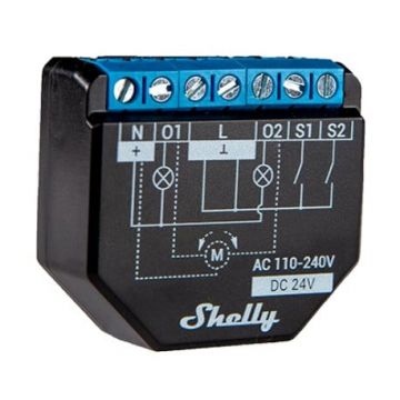 Shelly Plus 2PM2 intrerupator de releu inteligent WiFi cu 2 canale cu contor de putere si modul rulou Shelly Plus 2PM2 intrerupator de releu inteligent WiFi cu 2 canale cu contor de putere si modul rulou