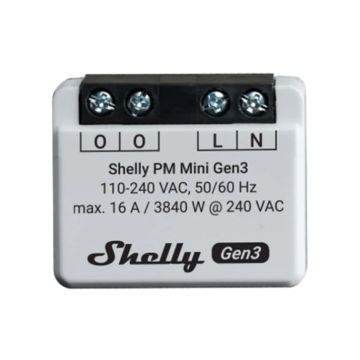 Shelly PLUS PM MINI GEN3, Wi-Fi + Bluetooth smart power meter, 1 channel (16A) Shelly PLUS PM MINI GEN3, Wi-Fi + Bluetooth smart power meter, 1 channel (16A)