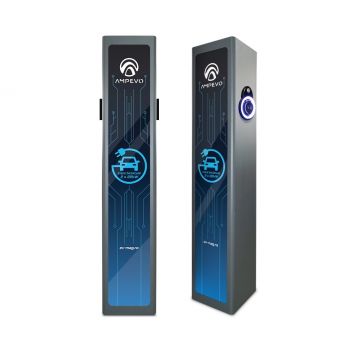 Statie de incarcare dubla pentru Vehicule electrice 2x22kW, Type 2, 3 Faze, 64A, IP55, Ampevo AMP344T2GO