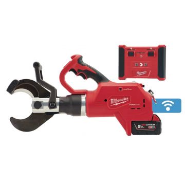 Taietor hidraulic pentru cabluri subterane Milwaukee, telecomanda, model M18 FORCE LOGIC, tehnologia ONE KEY, 77.8kN, 18V, Bluetooth, 4933459271
