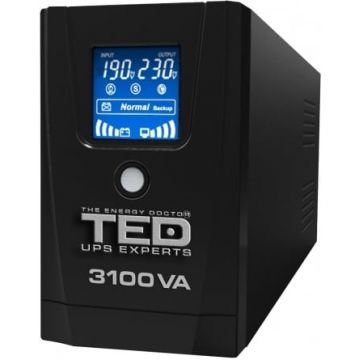 UPS 1800W - 3100VA TED Electric, 3 prize Schuko, Display LCD, UPS3100TED, TED004673 UPS 1800W - 3100VA TED Electric, 3 prize Schuko, Display LCD, UPS3100TED, TED004673
