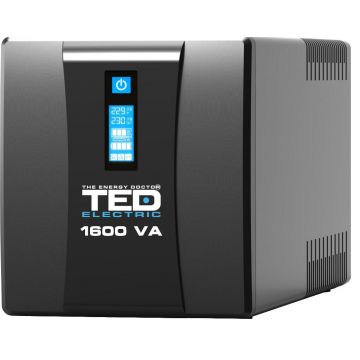UPS cu stabilizator 1600VA, 900W, baterii 2 x 12V, 9,1Ah, 4 x prize Schuko, cu ecran LCD, TED TED004642 UPS cu stabilizator 1600VA, 900W, baterii 2 x 12V, 9,1Ah, 4 x prize Schuko, cu ecran LCD, TED TED004642
