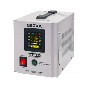 UPS de 300W 550VA cu unda sinusoidala pura, compatibil cu 2 baterii de 12V, pentru centrale termice, TED, TED000354 UPS de 300W 550VA cu unda sinusoidala pura, compatibil cu 2 baterii de 12V, pentru centrale termice, TED, TED000354