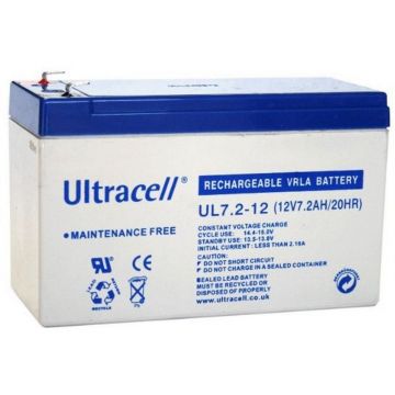 Acumulator 12V, 7.2Ah, VRLA, universal, Ultracell UL7.2-12 F1 Acumulator 12V, 7.2Ah, VRLA, universal, Ultracell UL7.2-12 F1