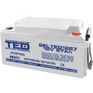 Acumulator AGM cu GEL, Deep Cycle, 12V, 67Ah, TED TED003461 Acumulator AGM cu GEL, Deep Cycle, 12V, 67Ah, TED TED003461