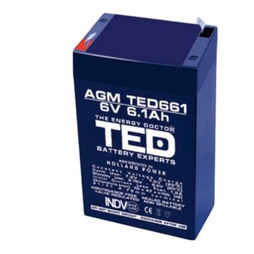Acumulator AGM VRLA 6V, 6.1Ah, F1, T1, TED002938 Acumulator AGM VRLA 6V, 6.1Ah, F1, T1, TED002938