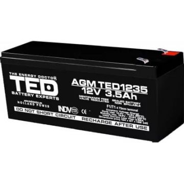 Acumulator VRLA, 12V, 3.5Ah, TED003133, 134x 67x 60mm Acumulator VRLA, 12V, 3.5Ah, TED003133, 134x 67x 60mm