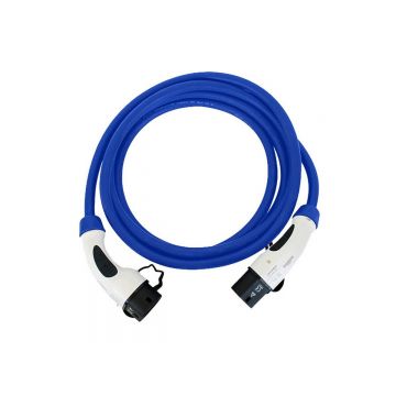 Cablu de incarcare pentru masini electrice, Type 2, trifazat, 22kW, 32A, 5 m, albastru, Ampevo, T22-3/32BL