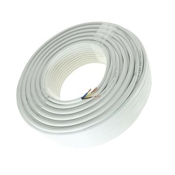 Cablu flexibil de tip MYYM, 3 fire litate cu diametrul de 0.75mm2 din Cupru, Rola 100m, Alb, CU-MYYM3X0.75
