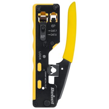 Cleste sertizare pass-through, pentru RJ45 si RJ12, Rebel RB-1006 Cleste sertizare pass-through, pentru RJ45 si RJ12, Rebel RB-1006